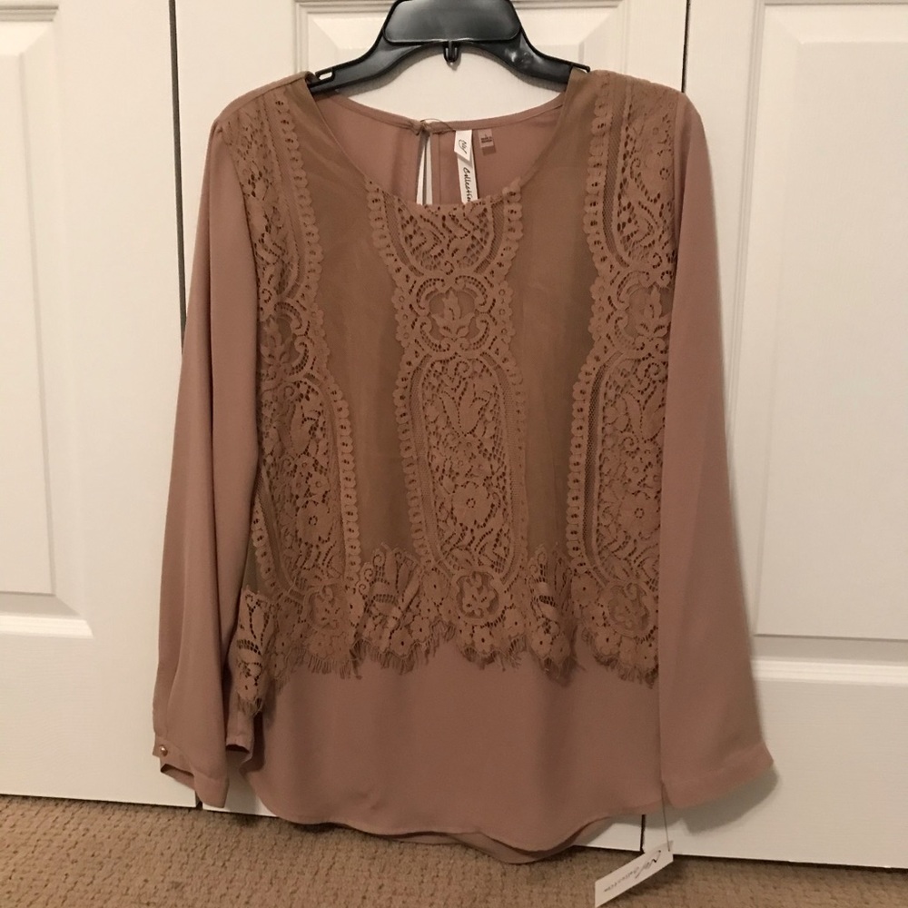 Tan lace blouse